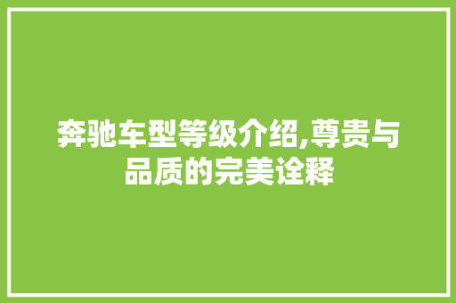 奔驰车型等级介绍,尊贵与品质的完美诠释