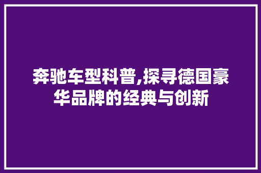 奔驰车型科普,探寻德国豪华品牌的经典与创新