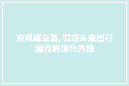 东风轻车型,引领未来出行潮流的绿色先锋 车身配件