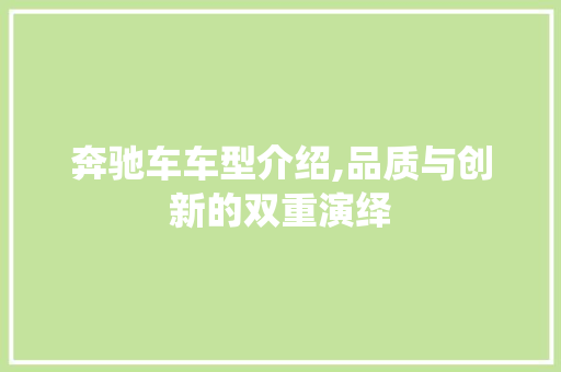 奔驰车车型介绍,品质与创新的双重演绎