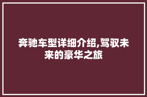 奔驰车型详细介绍,驾驭未来的豪华之旅