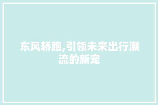 东风轿跑,引领未来出行潮流的新宠 底盘配件