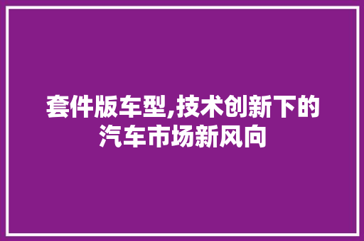 套件版车型,技术创新下的汽车市场新风向