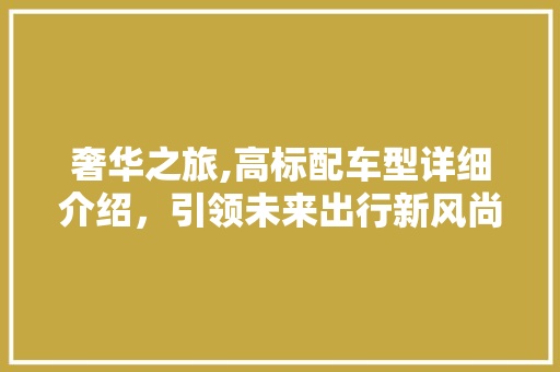 奢华之旅,高标配车型详细介绍，引领未来出行新风尚