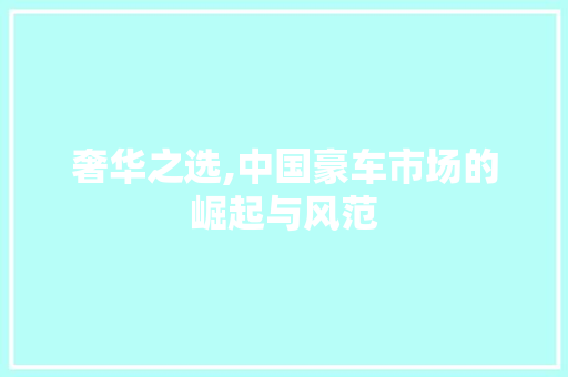 奢华之选,中国豪车市场的崛起与风范