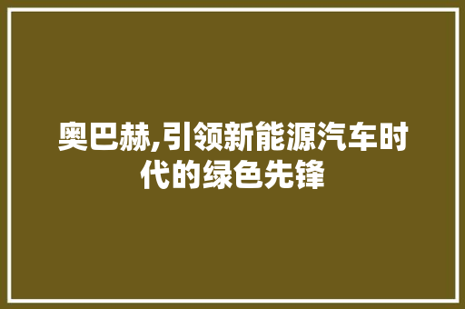 奥巴赫,引领新能源汽车时代的绿色先锋