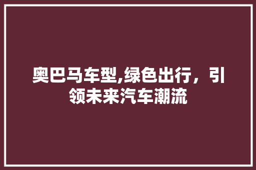 奥巴马车型,绿色出行，引领未来汽车潮流