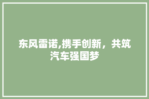 东风雷诺,携手创新，共筑汽车强国梦 底盘配件