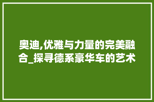 奥迪,优雅与力量的完美融合_探寻德系豪华车的艺术之美