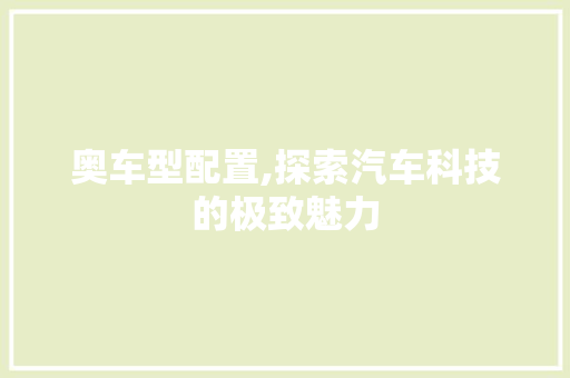 奥车型配置,探索汽车科技的极致魅力
