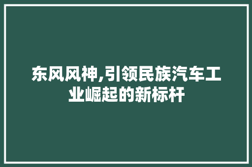 东风风神,引领民族汽车工业崛起的新标杆