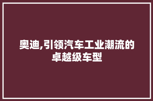 奥迪,引领汽车工业潮流的卓越级车型
