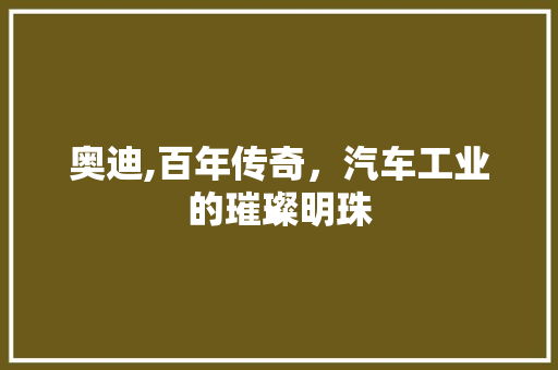 奥迪,百年传奇，汽车工业的璀璨明珠