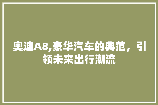 奥迪A8,豪华汽车的典范，引领未来出行潮流