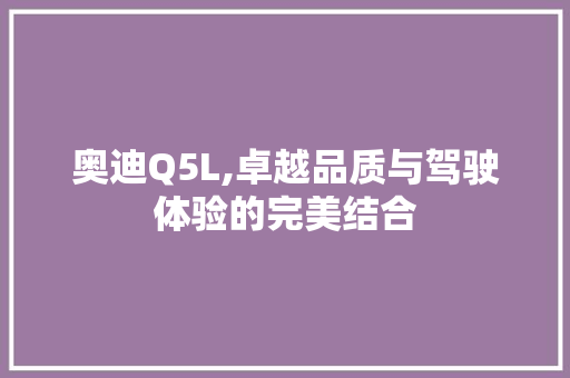 奥迪Q5L,卓越品质与驾驶体验的完美结合