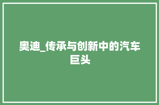 奥迪_传承与创新中的汽车巨头