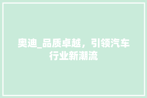 奥迪_品质卓越，引领汽车行业新潮流