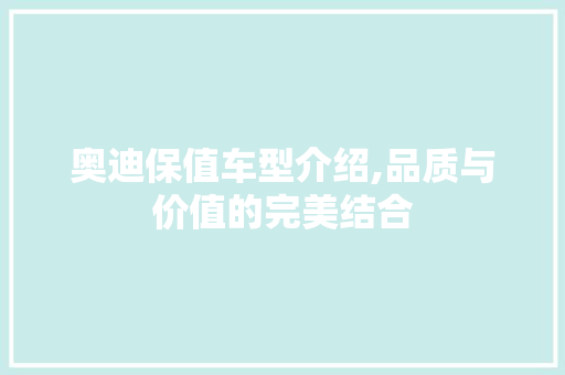 奥迪保值车型介绍,品质与价值的完美结合
