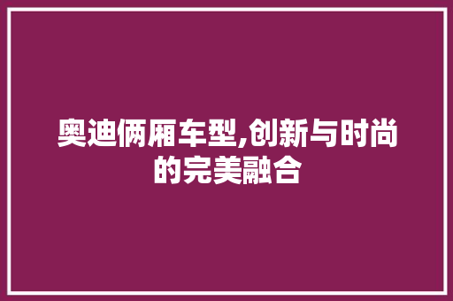 奥迪俩厢车型,创新与时尚的完美融合