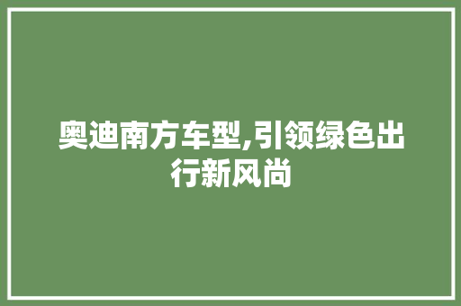 奥迪南方车型,引领绿色出行新风尚