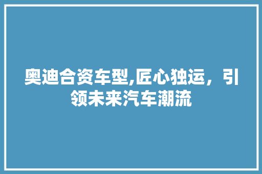 奥迪合资车型,匠心独运，引领未来汽车潮流