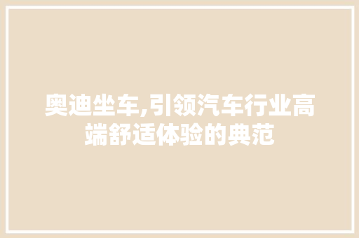 奥迪坐车,引领汽车行业高端舒适体验的典范
