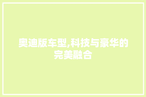 奥迪版车型,科技与豪华的完美融合