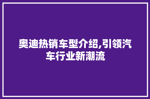 奥迪热销车型介绍,引领汽车行业新潮流