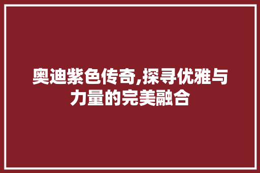 奥迪紫色传奇,探寻优雅与力量的完美融合