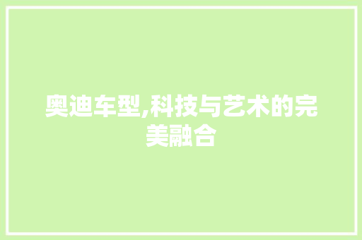 奥迪车型,科技与艺术的完美融合