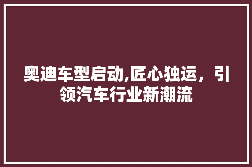 奥迪车型启动,匠心独运，引领汽车行业新潮流
