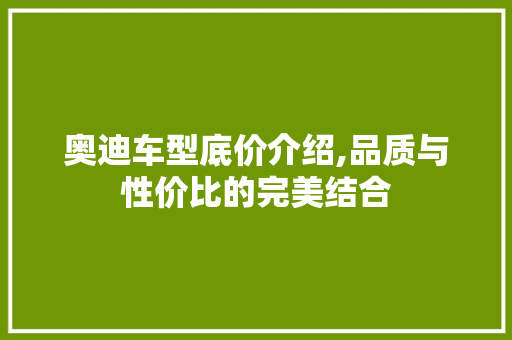 奥迪车型底价介绍,品质与性价比的完美结合