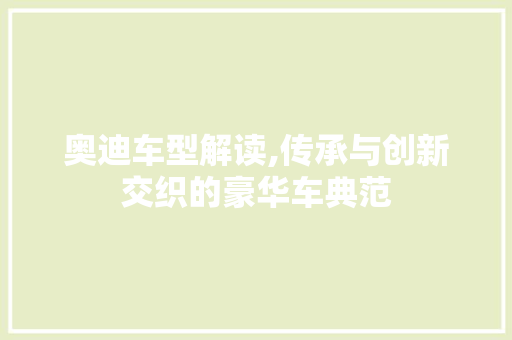 奥迪车型解读,传承与创新交织的豪华车典范