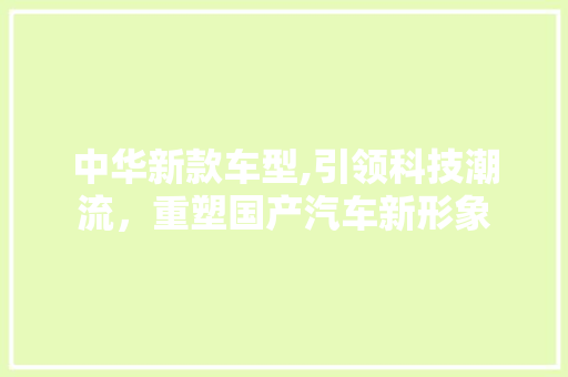中华新款车型,引领科技潮流，重塑国产汽车新形象 车灯配件