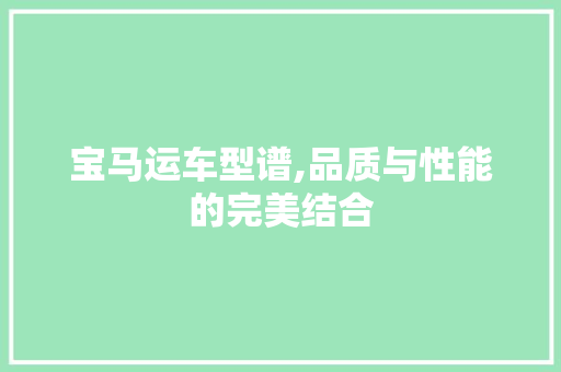 宝马运车型谱,品质与性能的完美结合