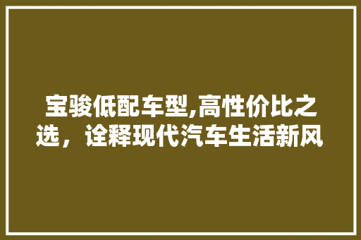 宝骏低配车型,高性价比之选，诠释现代汽车生活新风尚