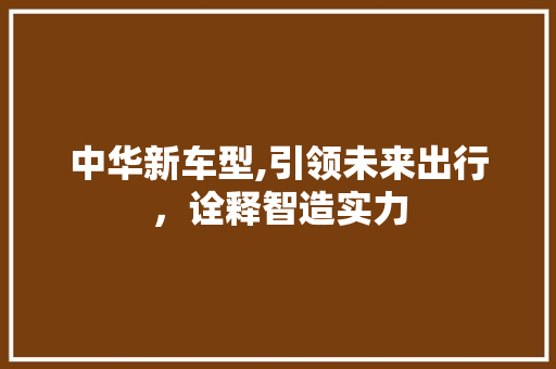 中华新车型,引领未来出行，诠释智造实力