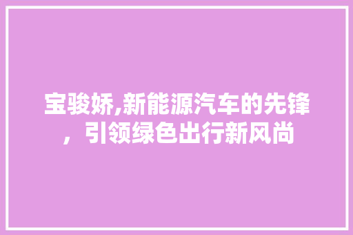 宝骏娇,新能源汽车的先锋，引领绿色出行新风尚