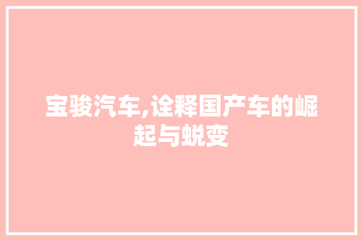 宝骏汽车,诠释国产车的崛起与蜕变