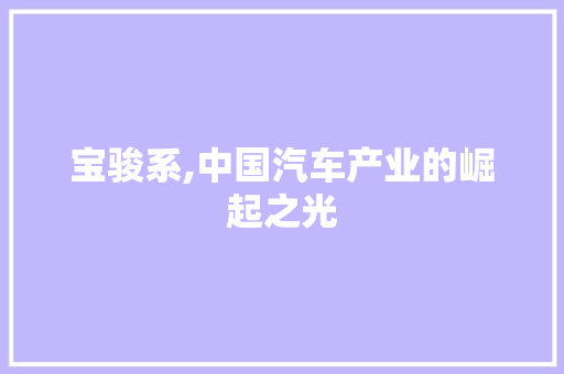 宝骏系,中国汽车产业的崛起之光