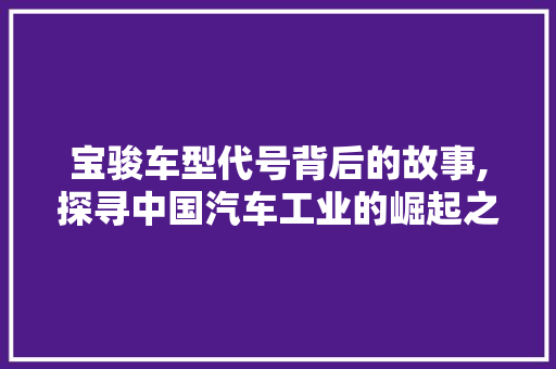 宝骏车型代号背后的故事,探寻中国汽车工业的崛起之路