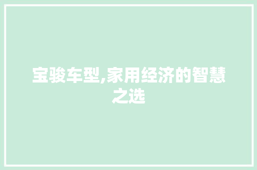 宝骏车型,家用经济的智慧之选
