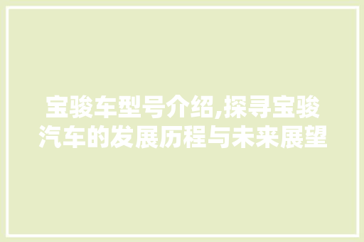 宝骏车型号介绍,探寻宝骏汽车的发展历程与未来展望