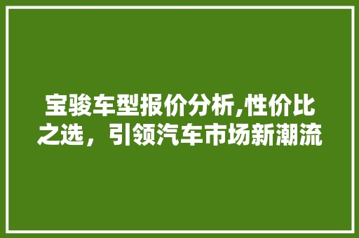 宝骏车型报价分析,性价比之选，引领汽车市场新潮流