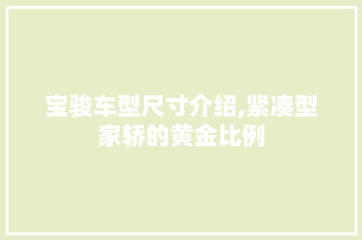 宝骏车型尺寸介绍,紧凑型家轿的黄金比例