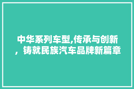 中华系列车型,传承与创新，铸就民族汽车品牌新篇章 车灯配件