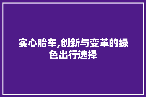 实心胎车,创新与变革的绿色出行选择