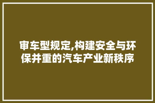 审车型规定,构建安全与环保并重的汽车产业新秩序