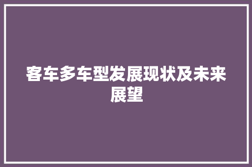 客车多车型发展现状及未来展望