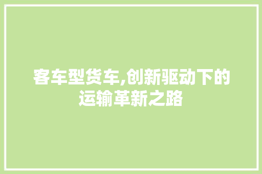 客车型货车,创新驱动下的运输革新之路